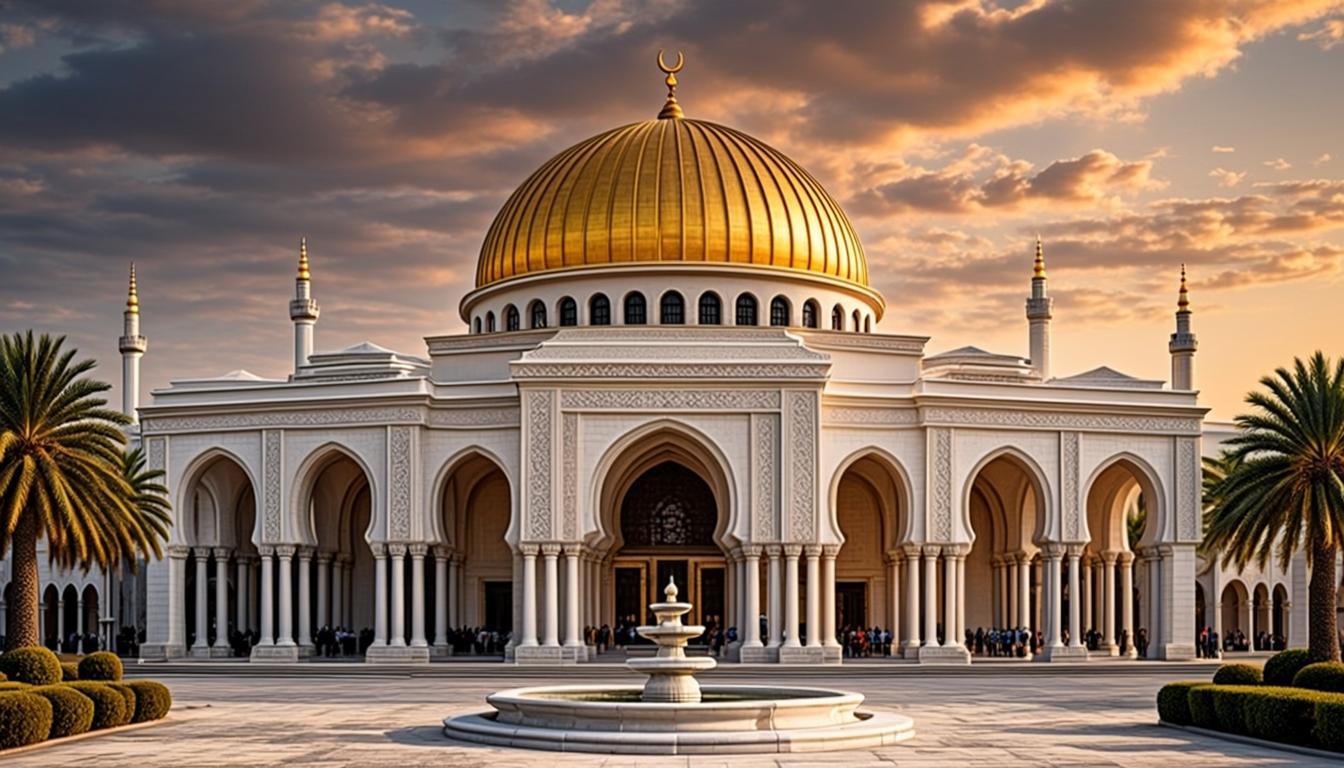 Bibliothèque de la Renaissance Africaine et Islamique au coucher du soleil